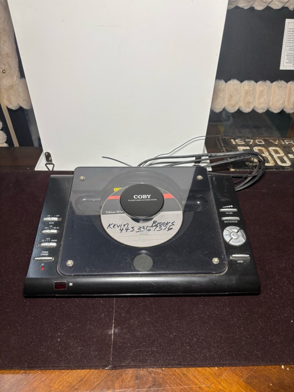 Black Portable CD Player with Top-Loading Disc Tray